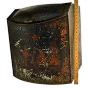 Antique "BELFAST CEYLON" TEA BIN Japanned & Litho LARGE STORE CONTAINER So Rare!