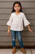 Girls' Frill Bell Sleeve Top | Style G-501