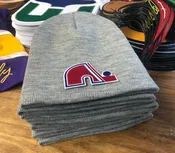 Beanie (Grey) with a Nordiques style embroidered twill crest / logo $29