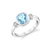 14k Aquamarine and Diamond Ring