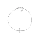 14k Gold Sideways Cross Bracelet