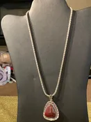 Antique Silver and Orange Medallion Necklace