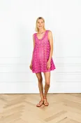 Berry Botanical Lace Mini Swing Dress