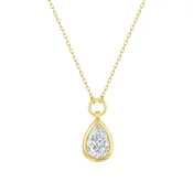 Bezel Lab Pear Diamond Drop Necklace
