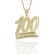 100 Emoji Solid Gold Diamond Cut Pendant