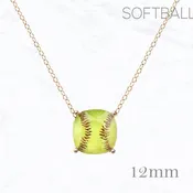 12mm Baseball, Softball Cushion Cut Necklace