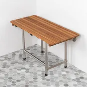 22" Wide Teak ADA Shower Seat with Drop Down Legs