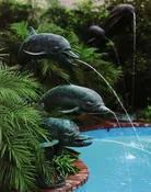 3 Dolphin Fountain, Fountains Triple Dolphins, Finest US Lost Wax Bronze Monumental Statue by Nardini