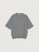 AURALEE Hard Twist Cashmere Knit Tee - TOP GRAY