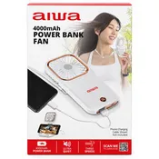 Aiwa WPF41008WHT 5-in-1 Phone Holder Fan with Power Bank 4000mAh - White