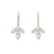 10K & Aquamarine "Almond Blossom" Earrings with Diamonds