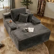 67" Oversized Plush Corduroy Modular Cloud Sectional Sofa - No Assembly, Ships in 3-7 Days