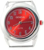 Geneva Elite Red Dial Ribbon Bar Round Watch Face for Beading