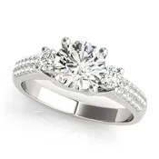 1.3CT 3-Stone Diamond Engagement Ring with Pave 14K White Gold