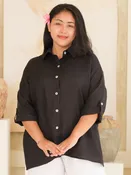 Black Laguna Linen Top