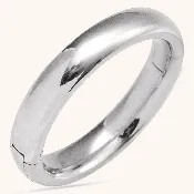 14K White/Yellow Gold Ring Hinged Adjustable Half Round Comfort-Fit Band
