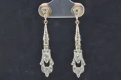 14 Karat Two Toned Art Deco Style Diamond Dangle Earrings