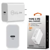 20W Power Delivery Travel Wall Charger Adapter with Type-C Port In White  SKU:WC16-PD20WTYPECWH