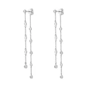 14KT GOLD BEZEL SET DIAMOND CHAIN FRONT BACK EARRING