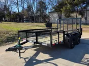 7' X 12' Straight Deck Utility Trailer 18IN Mesh Sides Double Axle 7K GVWR