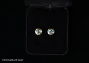 14K Yellow Gold Light Blue Cubic Zirconia 5mm Bezel Set Stud Earrings