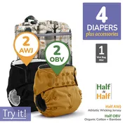 Cloth Diaper Bundle - Try It! | Rumparooz G3 AWJ + OBV Organic :: 4 pack+