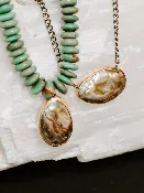 14K Abalone Pendant on Sterling Silver Curb Chain Necklace