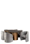 79"Long Modern Irregular Kaylee Luxury Dining Table Set with 6 Gray Chairs