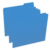 11 pt Blue Folders, 1/3 Cut Top Tab – Assorted, Letter Size (Box of 100)