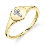 0.02CT DIAMOND CROSS SIGNET RING