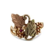 10K Black Hills Gold Ruby Leaf Ring