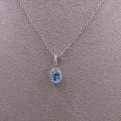 14kt White Gold Aquamarine and Diamond Pendant