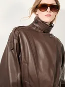 Blouson en cuir d'agneau café