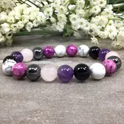10mm Multicolor Gemstone Bracelet Stretchy String Bracelet Anxiety Relief Healing Protection Balancing Bracelet