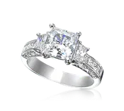 Princess Cut Diamond Ring with Trapezoid Sides, Princess Cut &amp;amp; Pav? Shank