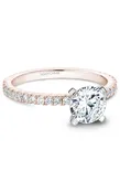 14K Rose Gold and 14K White Gold Solitaire Sidestone Round Engagement Ring