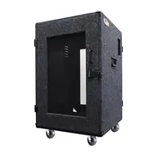 16 Space Rack with Locking Wheels and Vented Security Door - Grey