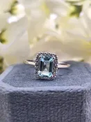 April | 10k White Gold | Aquamarine & Natural Diamonds | Ring