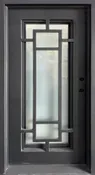 36" x 80" Carballo Black Satin Wrought Iron Left-Hand Inswing Exterior Door Unit