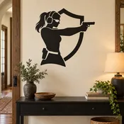 Adult Woman Sport Shooter and Shield Vinyl Decal - GirlsWithGunsCX016