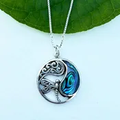 Abalone Dragonfly Circle Necklace