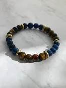 Men’s Tiger’s Eye Onyx Lapis Semiprecious Stones Healing Stainless Steel Bracelet