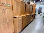 15pc Oak Kitchen Cabinet Set with Wine Rack & Carved Trim