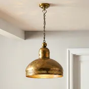 16 in. Round Antique Brass Finish Metal Pendant Lighting