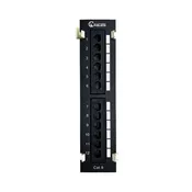 12 Port Cat6 Patch Panel 1U Vertical Unshielded Wall Mount