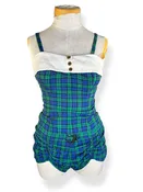 1950s Plaid Cotton Bathing Suit S