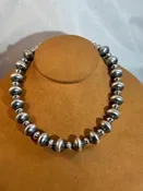 17" High Polish Single Alternating Navajo Bead Necklace by Ruby Haley