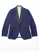 BKT50 Shawl Collar Tuxedo Jacket in Wool / Mohair - Ink Blue with Grosgrain Lapel