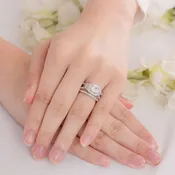 Art Deco Vintage Style Princess Solid Silver Ring Set