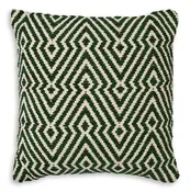 19-Inch Green and Ivory Geometric Pillows — Set of 4